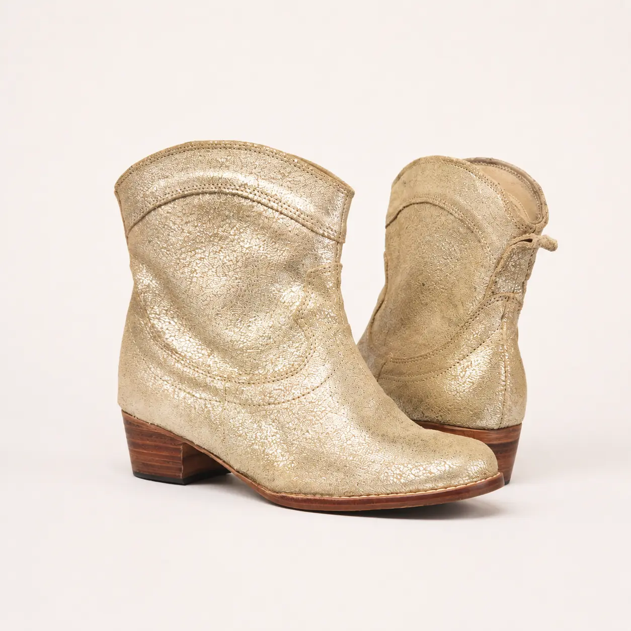 Bota texana de piel hecha a mano, platino quebrado, Leathersophy outlet