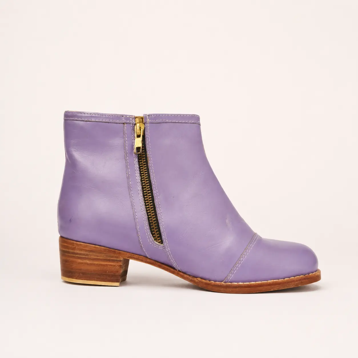 Bota con cierre de piel hecha a mano, lila, Leathersophy outlet