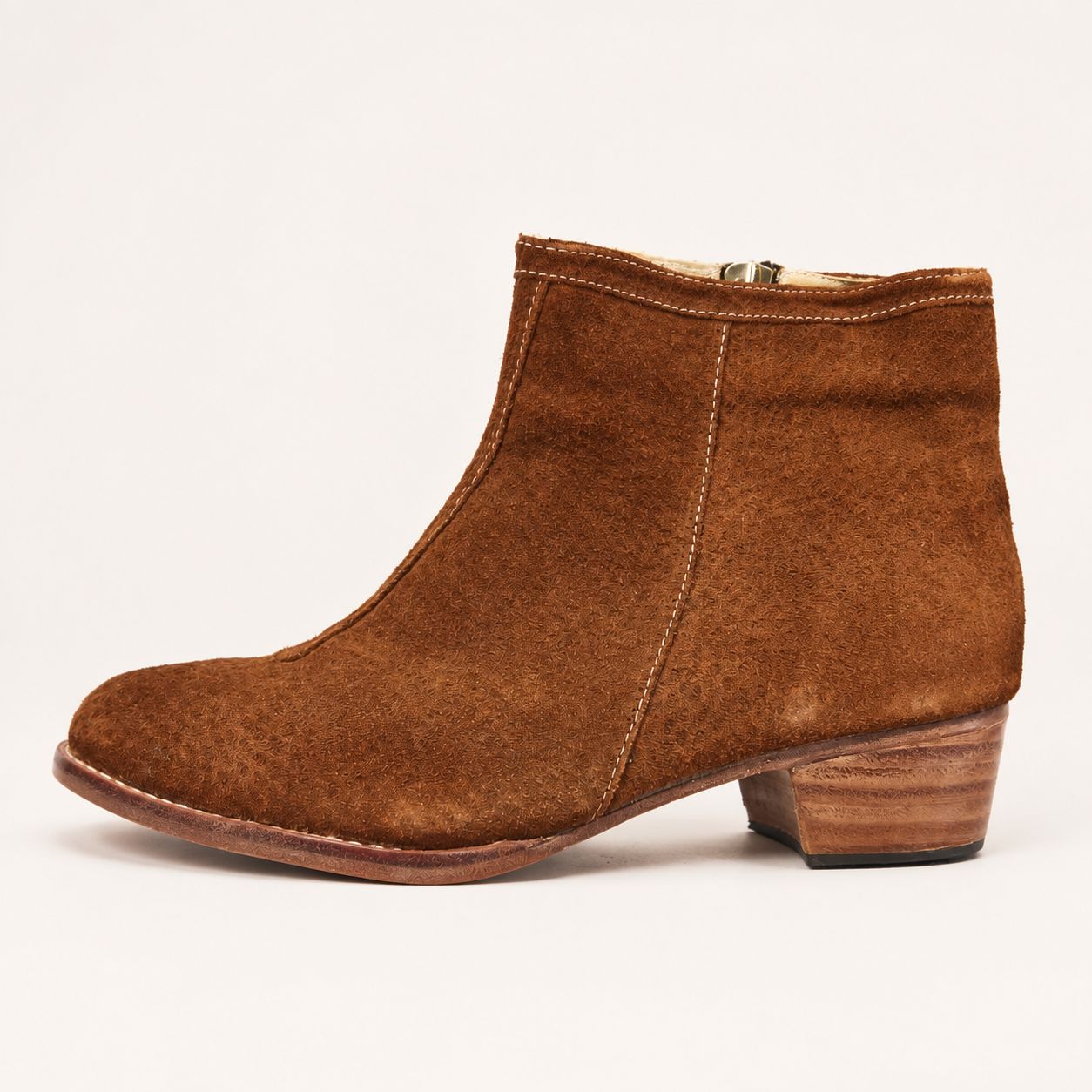 Bota con cierre de piel hecha a mano, carpincho marrón, Leathersophy outlet