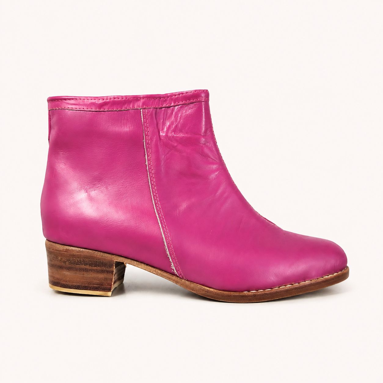 Bota texana de piel hecha a mano, fucsia, Leathersophy outlet