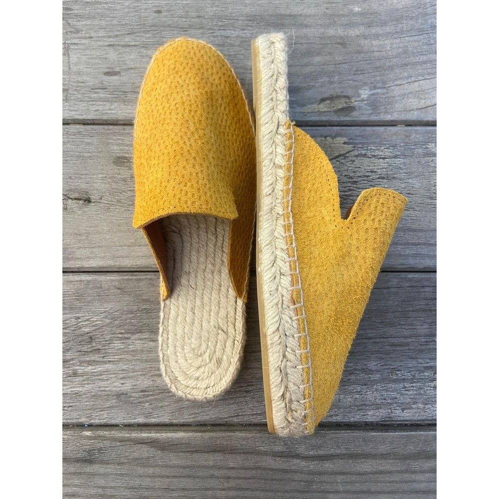 MARINA — Amarillo | Leathersophy Zueco alpargata de piel con suela de yute trenzada — modelo MARINA en color Amarillo de Leathersophy