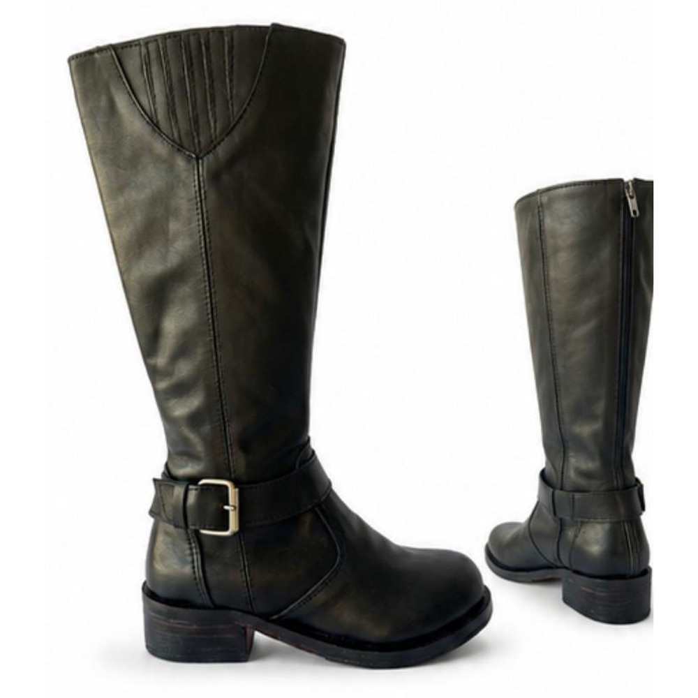Bota alta de piel con hebilla — modelo MADRID hecho a mano en Argentina y España por Leathersophy