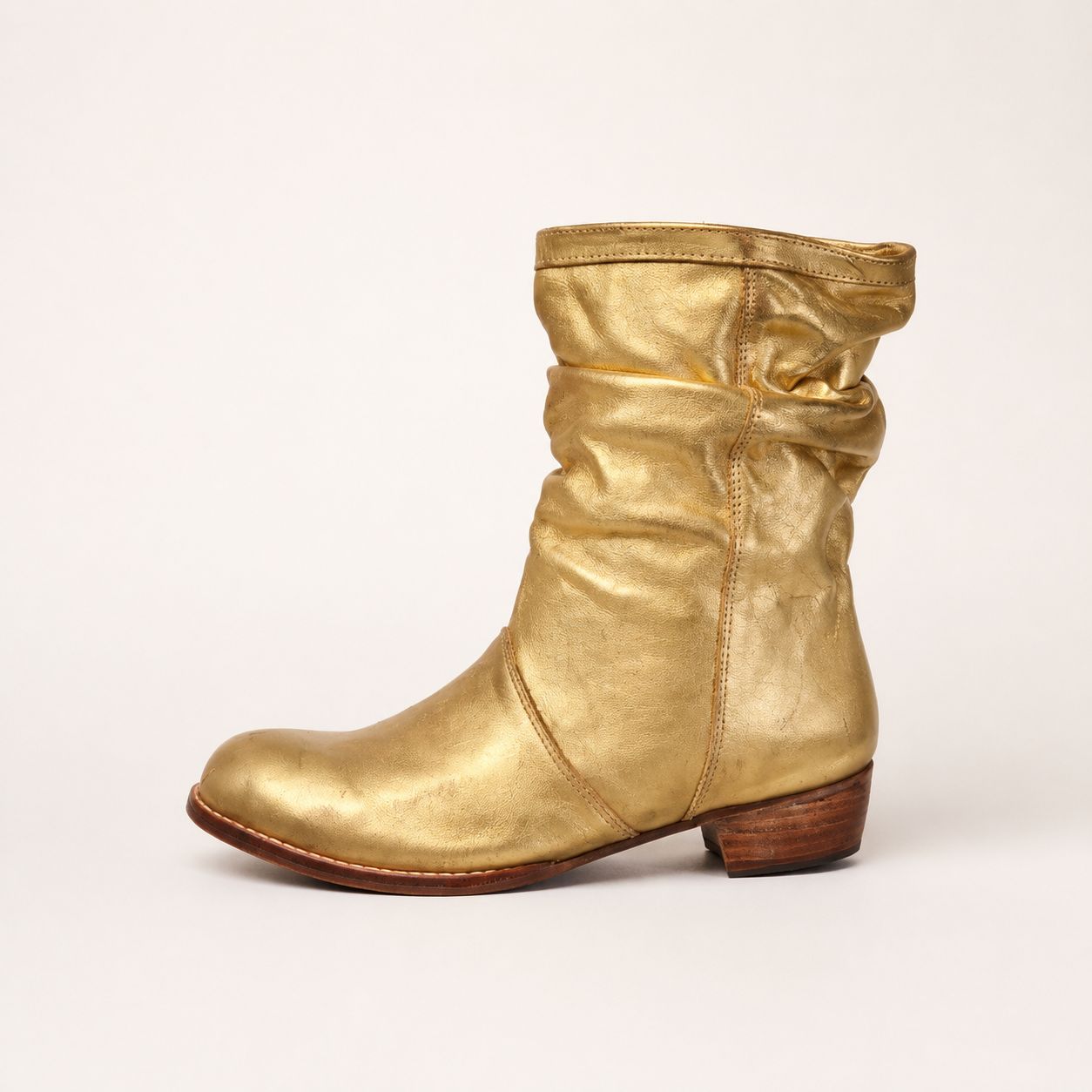 Bota alta de piel hecha a mano, dorado, Leathersophy outlet