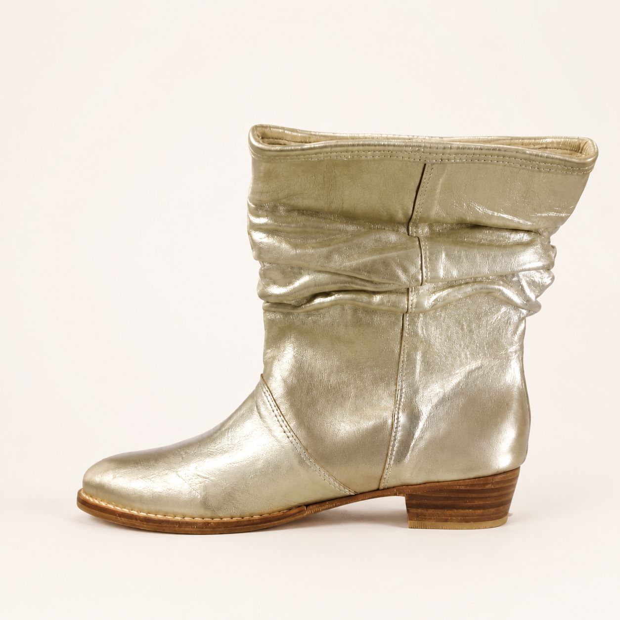 Bota alta de piel hecha a mano, platino, Leathersophy outlet