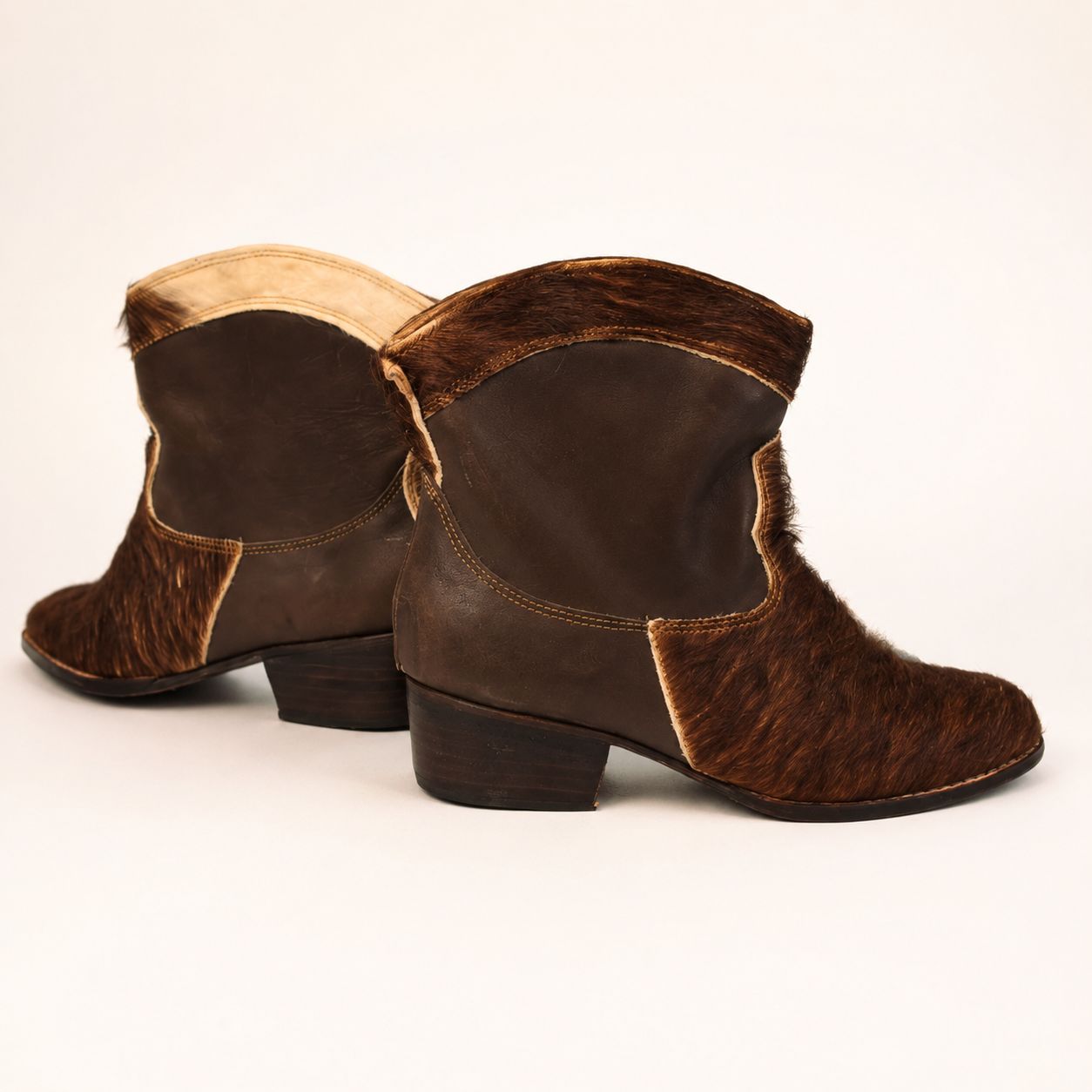 Bota texana de piel hecha a mano, pelo marrón, Leathersophy outlet