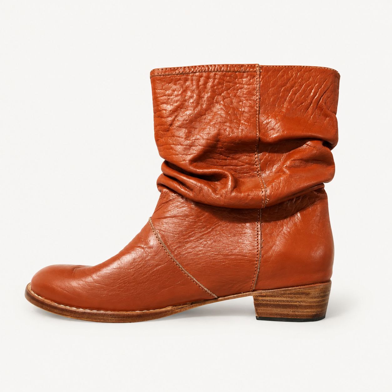 Bota alta de piel hecha a mano, naranja, Leathersophy outlet